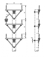 Двухцепная промежуточная траверса с вертикальным расположением фаз SH181 (6–20 кВ)