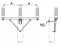 Одноцепная промежуточная траверса с горизонтальным расположением фаз SH248 (35 кВ)
