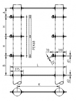 Двухцепная угловая промежуточная траверса с вертикальным расположением фаз SH182 (6–20 кВ)