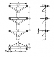 Двухцепная анкерная траверса с вертикальным расположением фаз SH183 (6–20 кВ)