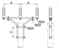 Одноцепная промежуточная траверса с горизонтальным расположением фаз SH249 (35 кВ)