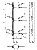 Двухцепная промежуточная траверса с вертикальным расположением фаз SH157.10 (6–20 кВ)